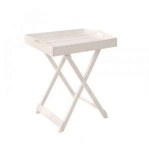 Дървена масичка за сервиране, бяла, 70Х50Х85СМ