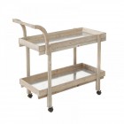 Дървен щанд с метални плотове, дръжка и колелца, 92Х44Х96СМ