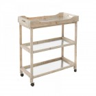 Дървен щанд с метални плотове и колелца, 92Х40Х101СМ