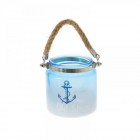 Свещник стъкло  море с дръжка въже 10Χ10СМ