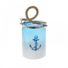 Свещник стъкло  море с дръжка въже 10Χ14.5СМ