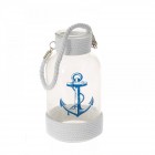 Свещник стъкло  море с дръжка въже 11Χ20СМ