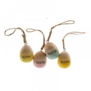 Висящи дървени яйца, к-т 4 бр, 4.5х6 см