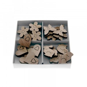 Дървени орнаменти микс 1, к-т 24 бр