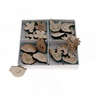 Дървени орнаменти микс, к-т 24 бр