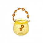 Стъклен свещник цветно стъкло, жълт, 10Х9СМ