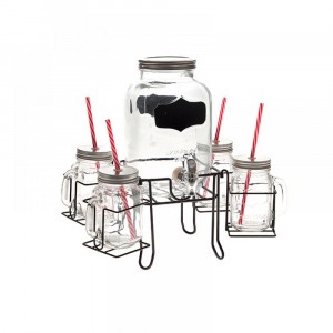 Буркан 3 Л. С канелка и 4 буркана със сламка х 450 мл.