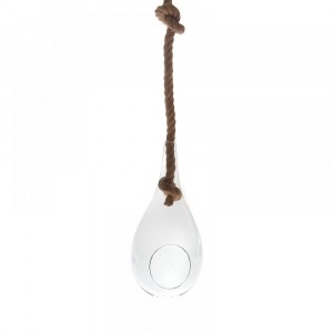 Ваза стъкло капка висяща с въже 14.5Χ32.5