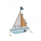 Дървена лодка, синя, 17х3х23 см