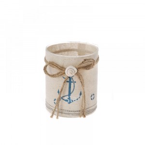 Стъклен свещник, котва, 8х10 см