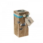 Дървен свещник с рибки, 6,5х14,5 см