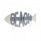 Дървена закачалка за дрехи, риба, синя, 40х16 см