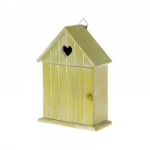 Дървена кутия за ключове, зелена, 12,5х17,5 см