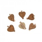 Коркови сърца за надписване, щипки, к-т 6 бр