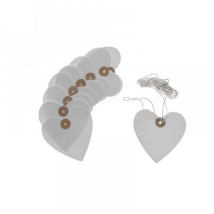Хартиени сърца за закачване, бели, к-т 10 бр