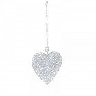 Метални висящо сърце от рози, бяло, 19х7,5х50 см