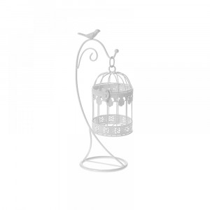  Метална клетка със стойка, пиле, бяла, 17х11х37 см