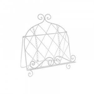 Метална стойка за списания, бяла, 32х8х36 см