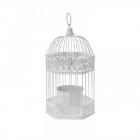 Метална клетка с кашпа, бяла, 18х36х41 см