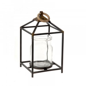 Метален светилник със стъклен буркан, 15,5х32,5 см