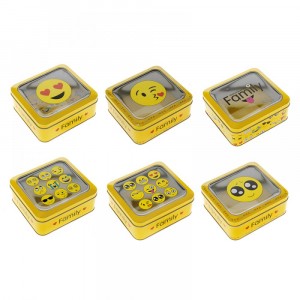 Метална кутия с прозрачен капак, имотикона, 14х13х5.5 см