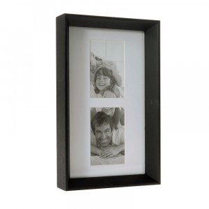Дървена рамка за две снимки, черна, 18х30 см