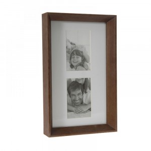 Дървена рамка за две снимки, т.кафява, 18х30 см