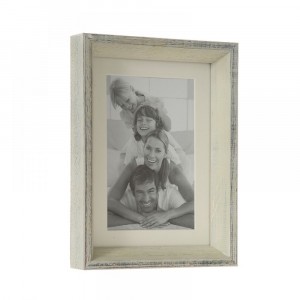 Дървена фото рамка, претрито сиво, 13х18 см