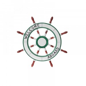 Дървен рул, бяло и зелено, 62 см