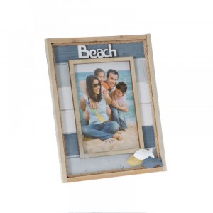 Дървена рамка за снимки, синьо-зелена, 22х27 см