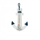Дървен термометър, котва, бяло и синьо, 22х15 см