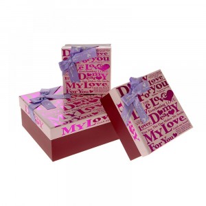 Картонена кутия LOVE, розова, к-т 3 бр.