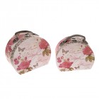 Картонена кутия, куфарче, божури, розови, к-т 2 бр