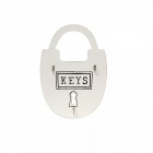 Дървена закачалка за ключове, катинар, бяла, 20х28х7 см