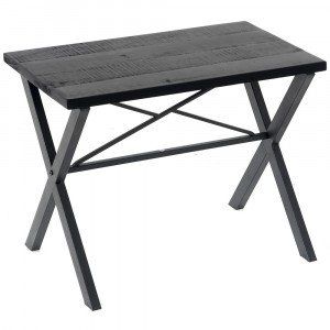 Дървена пейка, метални крака,черна, 57?32.5?46