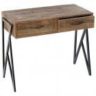 Дървено бюро с две чекмеджета, метални крака, 86?38?76СМ