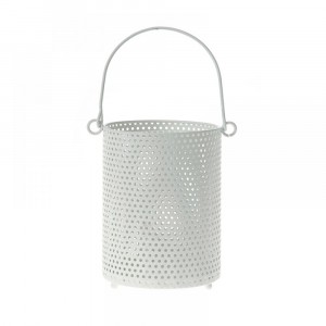 Метален светилник, мрежа, бял, 14.5х12х16.5 см