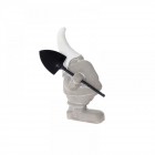 Керамично джудже, сиво и бяло с лопата, 9х4х16.5 см