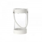 Стъклен фенер с бяло въже, 16х31 см