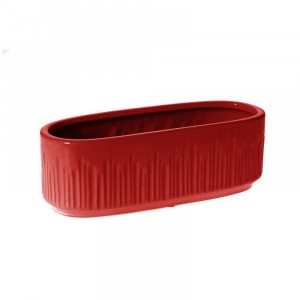 Керамична кашпа елипса, червена, 30.5х11х10 см