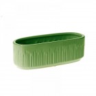 Керамична кашпа елипса, зелена, 30.5х11х10 см