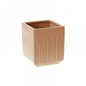 Керамична кашпа квадрат, крем, 14.5х14.5х16.5 см