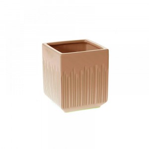Керамична кашпа квадрат, крем, 11х11х13 см