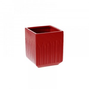 Керамична кашпа квадрат, червена, 11х11х13 см