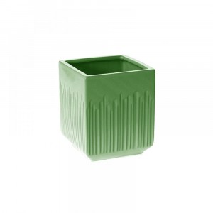 Керамична кашпа квадрат, зелена, 11х11х13 см