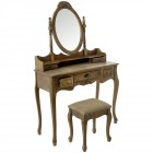 Дървена конзола с шкафчета,огледало и табуретка, 95?39?151СМ