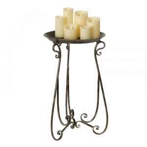 Метален поднос на стойка, бронз, 44 см