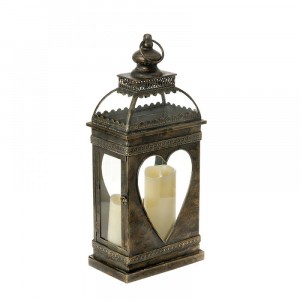 Метален светилник, сърце, бронз, 54 см