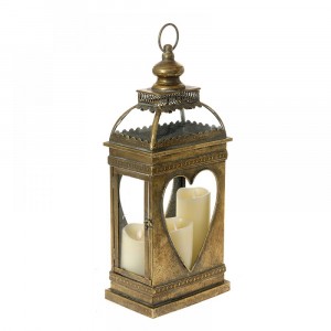 Метален светилник, сърце, злато, 54 см