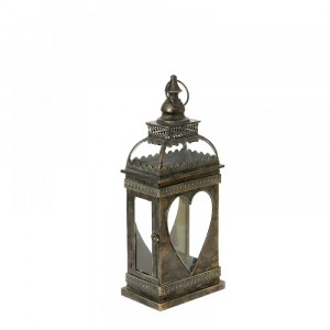 Метален светилник, сърце, бронз, 47 см